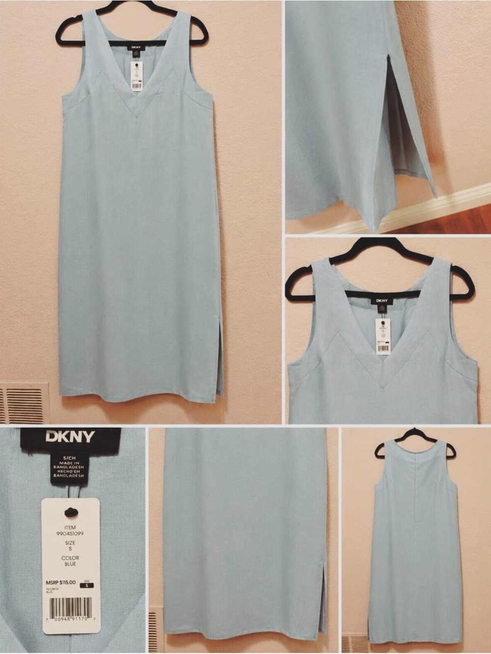 DKNY Light Blue Sleeveless Maxi Dress with Side Slit - Picture 1 of 1